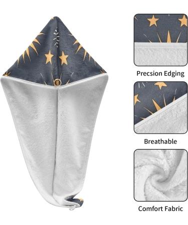 Sun Moon and Stars Hair Towel 2 Pack | Super Absorbent Quick Dry Hair Turbans for Women & Girls - Buy Online on GoSupps.com