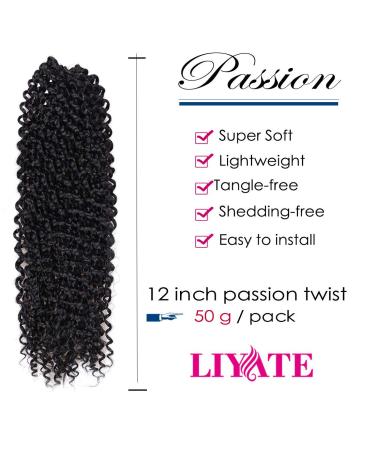 7 Pack 12 Inch Water Wave Passion Twist Crochet Braiding Hair - Bohemian Curl Synthetic Braids in 1B- 22 Strands per Pack - Buy Online on GoSupps.com