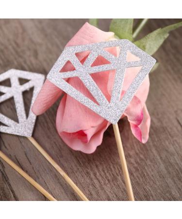 Vaguelly 50pcs Diamond Dessert Topper Happy Wedding Diamond Birthday Cake Picks Wedding Decoration Fruit Cake Decorations for Home Fruitcakes Wedding D cor Anniversary Toothpick Flash Baby Silver medium - Buy Online on GoSupps.com
