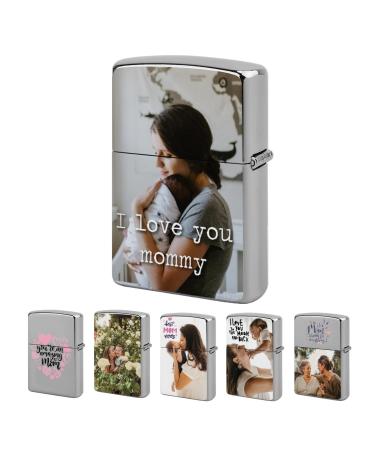 VkeId Custom Lighter Housing - Personalized Lighter Case with Pictures Text Logo Customized Lighter Box Cover for Mom Grandma Wife Girlfriend (P&T Single) Mothers Day Gift 01 Single