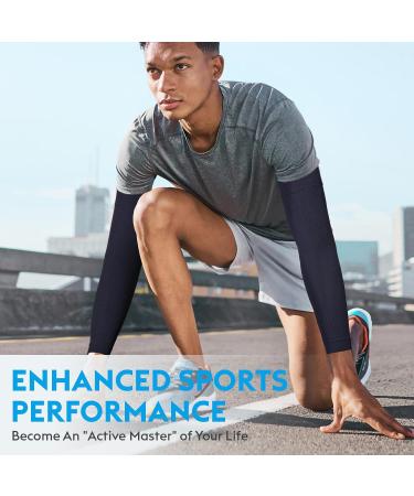 KEKING Compression Arm Sleeves - 20-30mmHg Firm Support for Pain Relief & Recovery | Tennis & Golf Elbow Brace | Latex-Free Dark Blue - Small (1 Pair - Buy Online on GoSupps.com