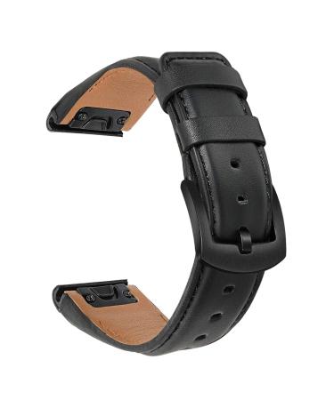 Trumir replacement for Garmin Fenix 7S Pro/Fenix 7S leather bracelet 20mm Quick Release Easy Fit watch bracelet Real beef bracelet for Garmin Fenix 6s Pro/6s Solar/Sapphire/5S/Descent Mk3/Mk3i 43mm Black