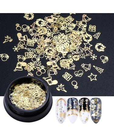 Xmas Design Ring Bell Elk Snowflake Spangles for Gel Paillettes Sequins for Nails Christmas Nail Decoration Gold Glitter Flakes Nails Sequins - Buy Online on GoSupps.com