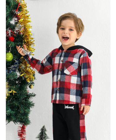 Naiyafly Toddler Boys 2-Piece Plaid Outfit Set | Kids Hoodie Sweatshirt + Pants | 4-5 Years - Buy Online on GoSupps.com