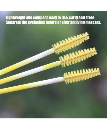 Mascara Brush Disposable Eyelashes Brush Hygienic Fiber Brush Head for Women Female(Yellow) - Buy Online on GoSupps.com