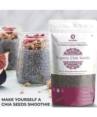  AOZA Anveshan Organic Chia Seeds | Unroasted | USDA Certified | Weight Loss Management | Rich in Omega-3 Fatty Acids | 300g Pouch - Buy Online on GoSupps.com