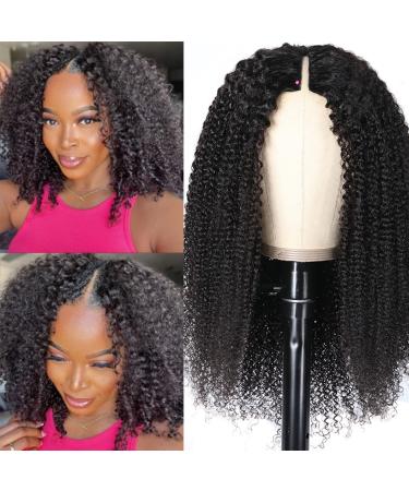 Nadula V Part Wig Kinky Curly Human Hair | Glueless Upgraded U Part Wig | 10A Malaysian Afro Curly V-Part Clip-In Half Wig 16 150% Density - Buy Online on GoSupps.com