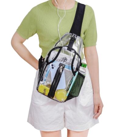 Mildbeer Small Clear Sling Bag - Stadium Approved Transparent Bag for Concerts, Festivals, Sports Games & Work - Black - Buy Online on GoSupps.com