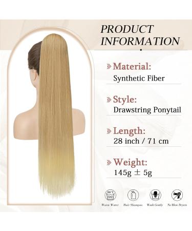 Sofeiyan 70cm Ponytail Hair Extension - Natural Soft Synthetic Braid for Women | Dark Blonde to Bleaching Blonde - Buy Online on GoSupps.com