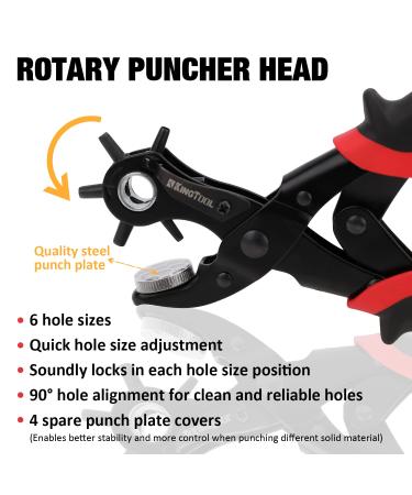 KingTool Leather Hole Punch Set  Super Heavy Duty Rotary Puncher  Multi Hole Sizes Maker Tool Red - Professional Leather Hole Punch Set - Buy Online on GoSupps.com