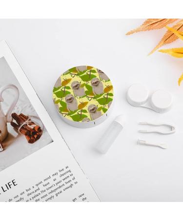 Lets Sloths Round Case For Contact Lens Kit Storage Box with Mirror Printed - Buy Online on GoSupps.com