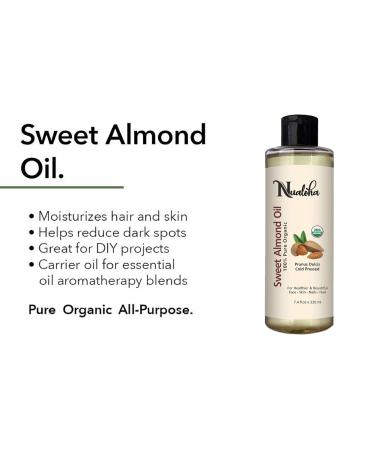 Organic Sweet Almond Oil 220 ML | USDA Organic Cold Pressed Carrier Oil for Skin Hair & Face - Buy Online on GoSupps.com