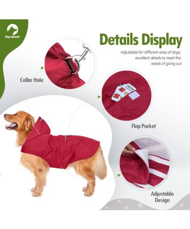 Shop Ultra-Light Waterproof Dog Rain Coat - Reflective Hooded & Breathable for Medium to Large Dogs | 3XL Red Rain Jacket - Buy Online on GoSupps.com