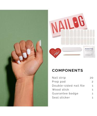 Buy Nailog Halfway Hardened Gel Nail Wraps - 20pcs Long-Lasting Nail Polish Strips & Stickers | Salon Quality Nail Art Kit with Shiny Gel Finish - Blanc - Buy Online on GoSupps.com