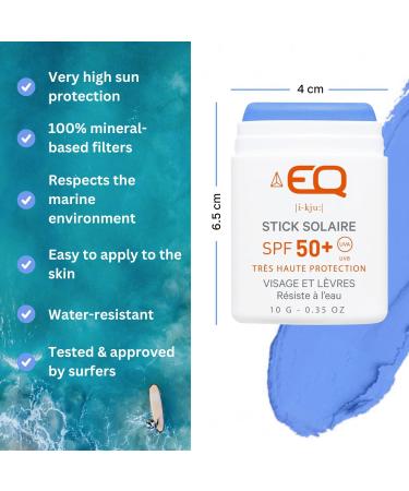 Buy EQ Blue Sunscreen Stick SPF 50+ for Face & Lips - Waterproof Protection Worldwide - Buy Online on GoSupps.com