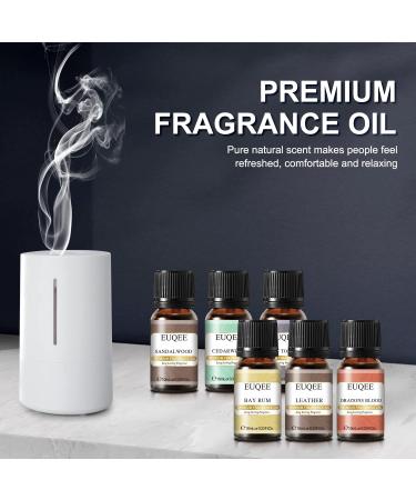 EUQEE 6PCS Men's Fragrance Oils Gift Set - Premium Grade 10ml Scents for Men's Pubs - Leather, Sweet Tobacco, Dragon's Blood, Sandalwood, Bay Rum, Cedarwood - Buy Online on GoSupps.com
