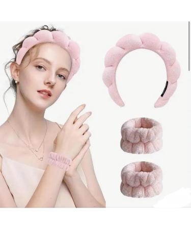 HealthyMoov Set of 3 Pink Beauty Set with Soft Headband Hair Band Makeup and Face Wash Bracelets - Buy Online on GoSupps.com