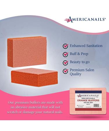 Americanails Mini Orange Buffers - Professional Salon Quality White Buffing Blocks (50 Ct) - Double-Sided 180/240 Grit - Pre-Polish Nail Buffing for Gel, Acrylic & Polish Application - Buy Online on GoSupps.com