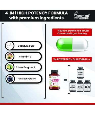 Cellular Support CoQ10 600mg Supplement with Resveratrol Bergamot & Vitamin E - Heart Health & Energy Booster - Antioxidan - Buy Online on GoSupps.com