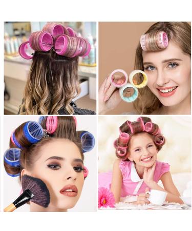 Jumbo Hair Rollers Set - 12 Pcs Self Grip Curlers for Long & Short Hair - DIY Curly Hairstyle - Heatless & Easy to Use - Colors Vary - Buy Online on GoSupps.com