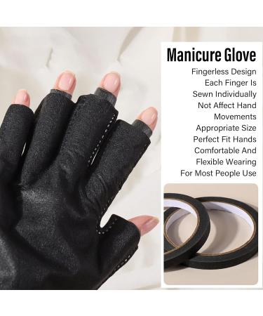 Manicure Gloves Fingerless with Decals Tape Anti UV Gloves for Nail Lamp Light Skin Care Soft Breathable Comfortable Gloves - Buy Online on GoSupps.com