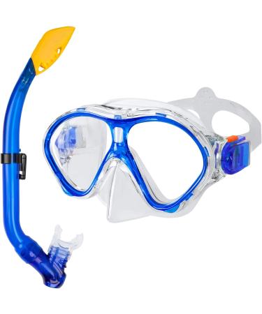 Gintenco Kids Snorkel Set - Unisex Swimming Goggles & Anti-Fog Diving Mask Combo for Youth | Blue - Buy Online on GoSupps.com