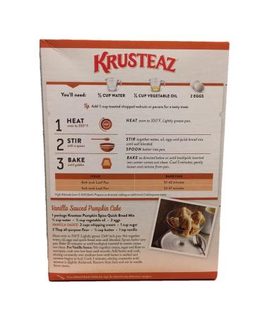 Krusteaz Pumpkin Spice Quick Bread Mix 15 oz - Pack of 3 - Buy Online on GoSupps.com