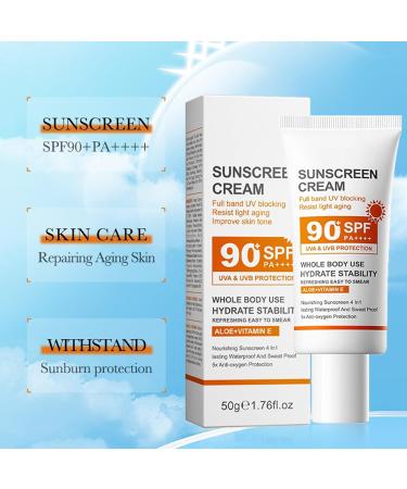 Sun Cream SPF90 Natural Organic Sunscreen Body Lotion with Aloe+Vitamin E Hydrating Suncream UVA & UVB Protection For Dry Sensitive Skin Non Greasy Face & Body Sunscreen Cream - Buy Online on GoSupps.com