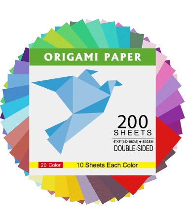 Origami Paper Double Sided Color - 200 Sheets - 20 Colors - 6 Inch Square - Ideal for Beginners - Buy Online on GoSupps.com