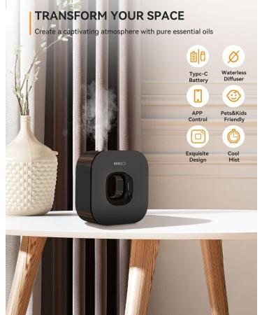MEIDI Bluetooth Waterless Essential Oil Diffuser - Smart Aromatherapy for Home Office & Spa | App Control Timer & Cordless Design - Buy Online on GoSupps.com