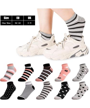 Buy Multi-Colored Women's Sneakers Socks - 10 Pairs Cotton Short Sports Socks for Ultimate Comfort | International Shipping - Buy Online on GoSupps.com