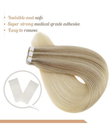 FSHINE Balayage Tape In Hair Extensions - Real Hair Ombre Ash Blonde - 50cm (20 inch) - Seamless 50g 20 Pieces #18/26/60 for Women - Buy Online on GoSupps.com