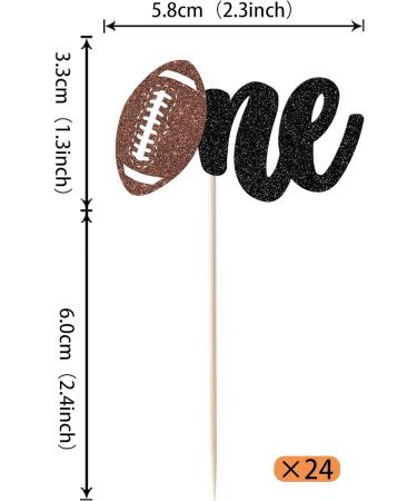 Rsstarxi 24 Pack Rugby One Cupcake Toppers Glitter American Football 1st Birthday Cupcake Picks for Sports One Theme Baby Shower First Birthday Party Cake Decorations Design 6 - Buy Online on GoSupps.com