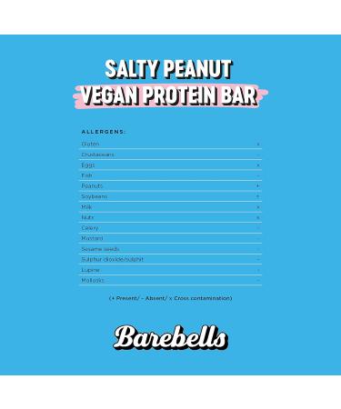 Barebells Vegan Salty Peanut Protein Bars | 15g Protein Low Carb Vegan Chocolate Bars | Delicious Vegan Snacks 12 x 55g - Buy Online on GoSupps.com