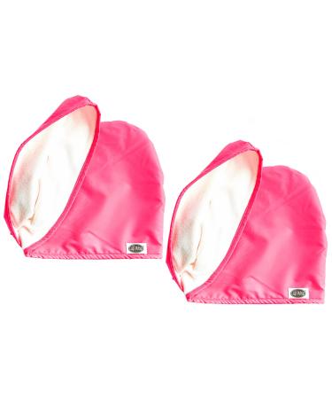 Cap Wrap The Shower Cap and Hair Towel in One - Dark Pink - 2 Pack