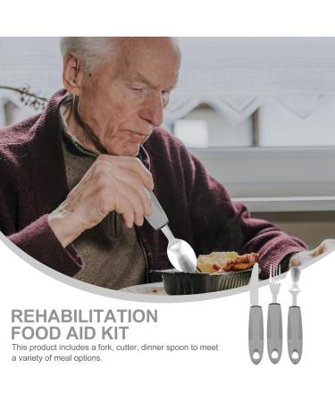 Adaptive Utensils Built up Fork Spoon Rocker Knife Easy Grip Silverware for Adults Elderly Weak Hand Patients Disabled Light Grey 3 Piece Set (Color : Light Grey) - Buy Online on GoSupps.com