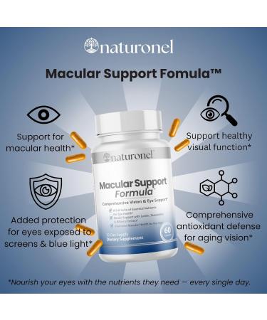 Naturonel Macular Support Formula Vision & Eye Health with Lutein Zeaxanthin Bilberry Eyebright & Antioxidants | Non-GMO Made in USA GMP Certified 60 Capsules 30 Day Supply (1) - Buy Online on GoSupps.com