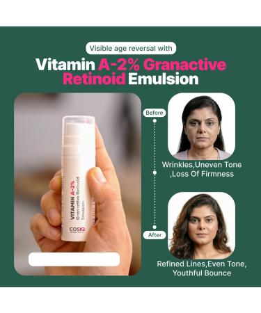 Cos-IQ Vitamin A-2% Granactive Retinoid Emulsion 30ml | Vit-A Anti Ageing for Wrinkles Fine Lines & Acne | For Women & Men - Buy Online on GoSupps.com