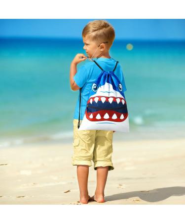 WAWSAM Shark Drawstring Backpack - Drawstring Bags for Boys Kids Swim Bag for Beach Swim Swimming Pool School Draw String Bags with Zippered Pocket Waterproof Sports Gym Bag Shark a - Buy Online on GoSupps.com