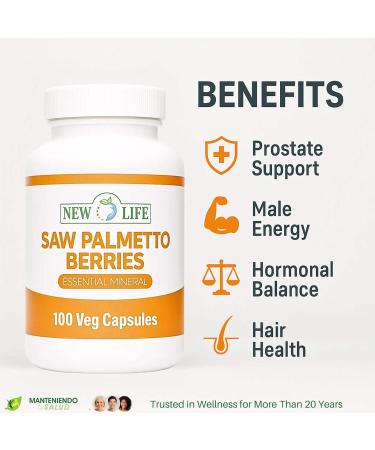 Manteniendo Tu Salud New Life Saw Palmetto Berries Prostate Support 100 Veg Capsules - Buy Online on GoSupps.com