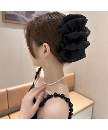 LONGLUAN Bow Bubble Clips Chiffon Silk Bubble Bow Hair Claw Jaw Clip Layered Bubble Mesh Tulle Fluffy Hair Clips Large Claw Clips for Thick Hair (2pcs-B) - Buy Online on GoSupps.com