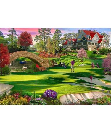 Jigsaw Puzzle Wooden 1000 Piece Play Golf Modern Home Decoration Landscape City Lawn Hut Puzzles Intellectual Educational Game Personalized Gift520 Pieces