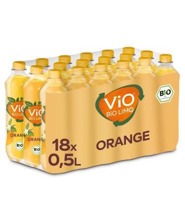 Vio Bio Limo Orange - vegan organic lemonade with fruity orange taste 20 % juice content - in environmentally friendly 100 % recyclable disposable (18 x 500 ml) Vio organic orange