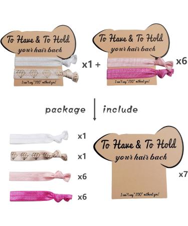 Bachelorette Party Favors 7 Pack - Pink Hair Accessories for Bride and Bridesmaids - Bridal Shower Decorations and Gifts - Wedding Hair Ties Set - Buy Online on GoSupps.com