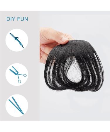 NICENEEDED Black Clip in Fake Bangs Hair Clip in Extensions Faux Bangs Wavy Curly Long Side Air Bangs Clips Hair Pieces Barrettes for Women - Buy Online on GoSupps.com