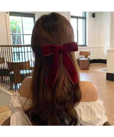 2PCS Handmade Velvet Bow Hair Clips and Headbands Set - Elegant Hair Accessories for Women and Girls - Red and Black - Perfect Gift for Mom - Ideal for Yoga and Outdoor Activities - Buy Online on GoSupps.com