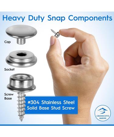 Marine Grade Stainless Steel Snap Button Kit - 228 Piece Set for DIY Canvas, Leather, and Upholstery Repair | Snap Tools and Fabric Base Components Included - Buy Online on GoSupps.com