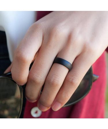ThunderFit Women's Silicone Wedding Band - Breathable Leaf Cross Pattern Ring, Black, Size 4.5-5 (15.7mm) - Buy Online on GoSupps.com