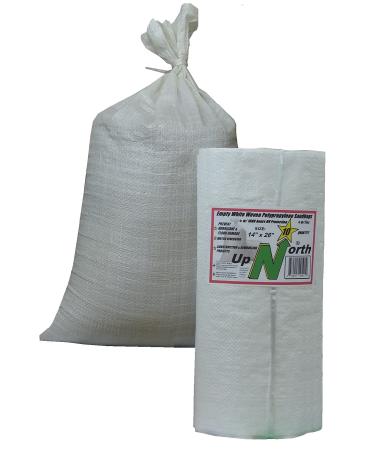 UpNorth Sandbags - Qty of 10 - Empty Woven Polypropylene Sand Bags w/Ties, w/UV Protection size: 14" x 26", color: White 10 BAGS White