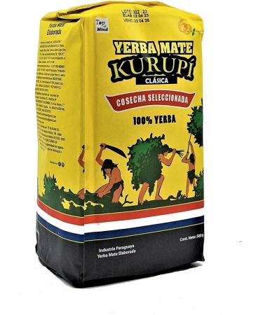 Kurupi Yerba Mate Classica 500g (Sac) - Paraguayen - Yerba Mat - 500 g de yerba mate pure (avec tiges) - Convient pour tre fait avec de l'eau chaude ou froide ou avec du jus (terere) - Buy Online on GoSupps.com